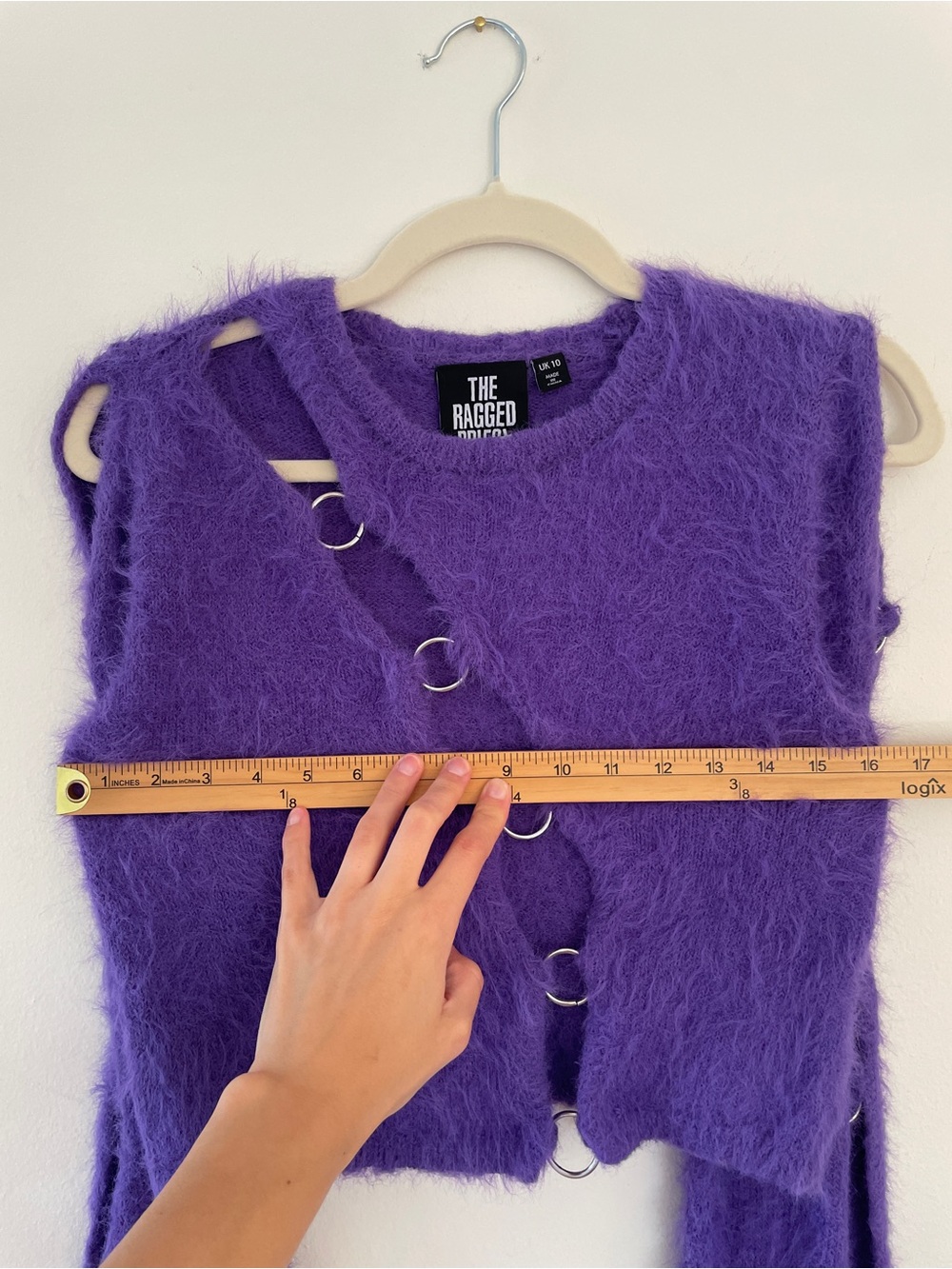 The Ragged Priest Sweater Cut Out O Ring Rave Cyber Punk Concert Fuzzy Cropped 6 - Picture 7 of 9